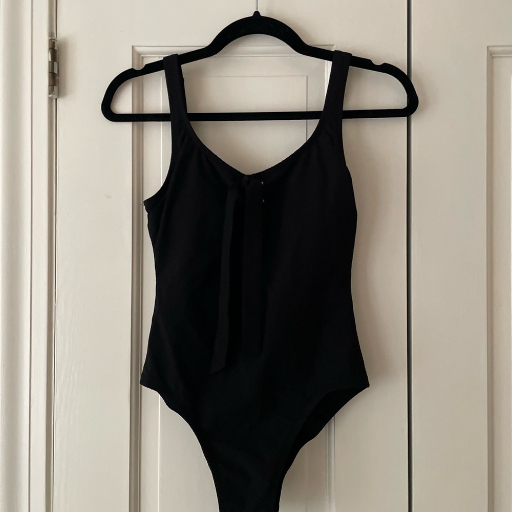 J. Crew | Black Lace-Up Swimsuit